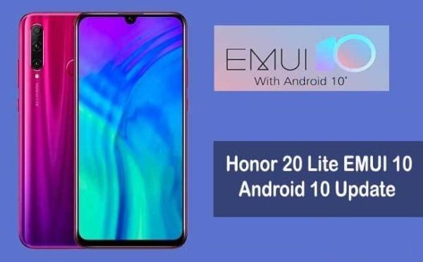 Honor 20 Lite EMUI 10 (Android 10) update rolling out
